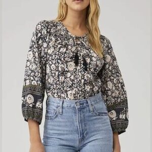 Cleobella Hazel Organic Cotton Boho Long Sleeved Blouse Size M New